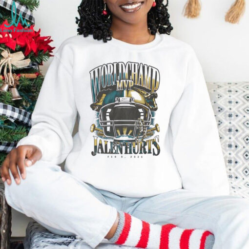 Jalen Hurts Eagles World Champ MVP helmet shirt