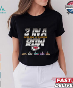 Kansas City Chiefs 3 In A Row Super Bowl LIX Champions Shirt