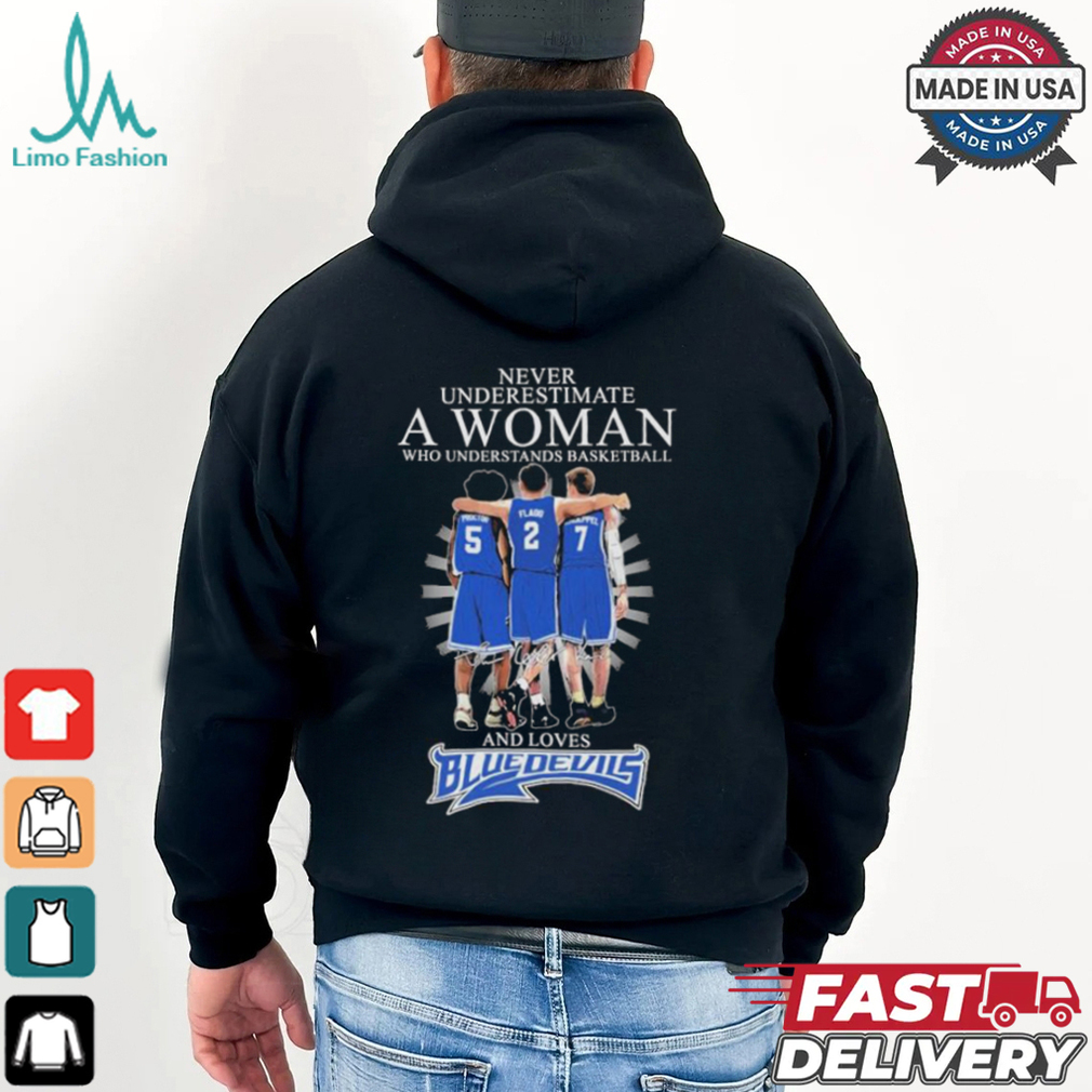 Never Underestimate A Woman Who Understands Basketball And Loves Duke Blue Devils Signatures T shirt Never Underestimate A Woman Who Understands Basketball And Loves Duke Blue Devils Signatures T shirt