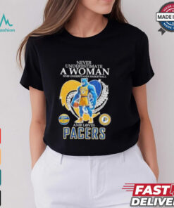 Official Never underestimate a woman who understands basketball and love Indiana Pacers diamond heart mascot 2025 T shirt