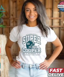 Official Philadelphia Eagles Super Cooper go birds 2025 helmet shirt