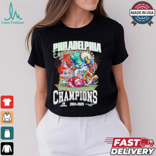 Philadelphia Eagles 2024 2025 NFC Championship Champions Beat Washington Commander and Los Angeles Rams T Shirt