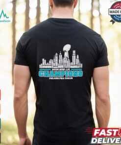 Philadelphia Eagles 2025 Super Bowl LIX champions team players city skyline shirt