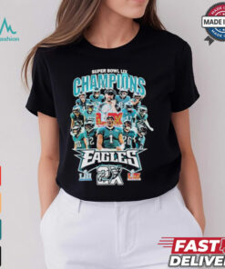 Philadelphia Eagles Philly Champions 2X Super Bowl LII Lix 2025 T shirt