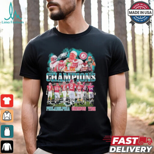 Philadelphia Eagles Philly X Alabama Crimson Tide Super Bowl LIX Champions Signatures T shirt