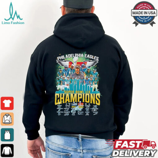 Philadelphia Eagles Super Bowl LIX Champions player signatures shirt