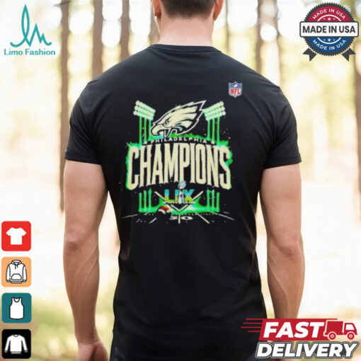 Philadelphia eagles super bowl lix champions 2025 black shirt