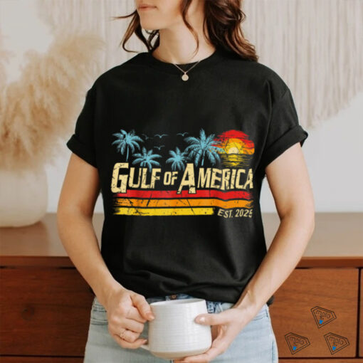 Retro Gulf Of USA America 2025 American Flag Gulf Mexico T Shirt