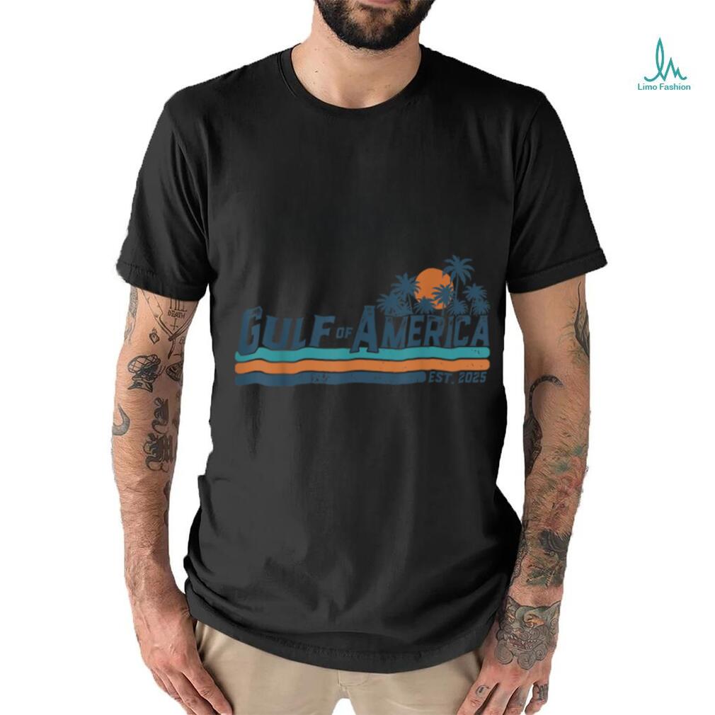 Retro Gulf Of USA America Est 2025 American Flag Gulf Mexico T Shirt Retro Gulf Of USA America Est 2025 American Flag Gulf Mexico T Shirt