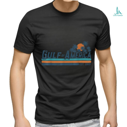 Retro Gulf Of USA America Est 2025 American Flag Gulf Mexico T Shirt