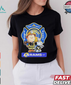 Snoopy And Charlie Brown Los Angeles Rams Fire Dept Always Ready The Peanuts X Firefighter LA T shirt