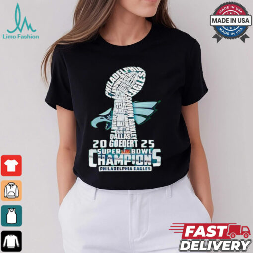 Super Bowl LIX 2025 Philadelphia Eagles players name trophy shirt