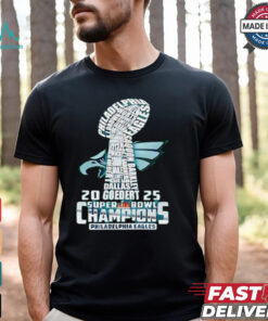 Super Bowl LIX 2025 Philadelphia Eagles players name trophy shirt