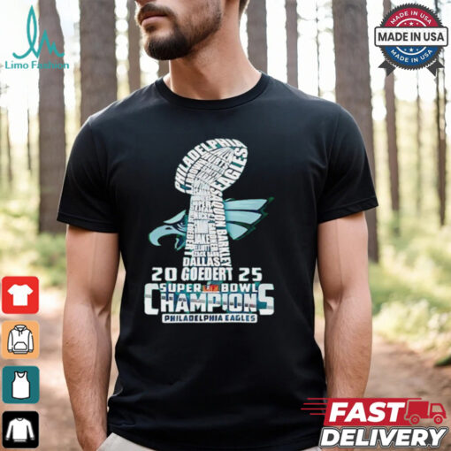 Super Bowl LIX 2025 Philadelphia Eagles players name trophy shirt