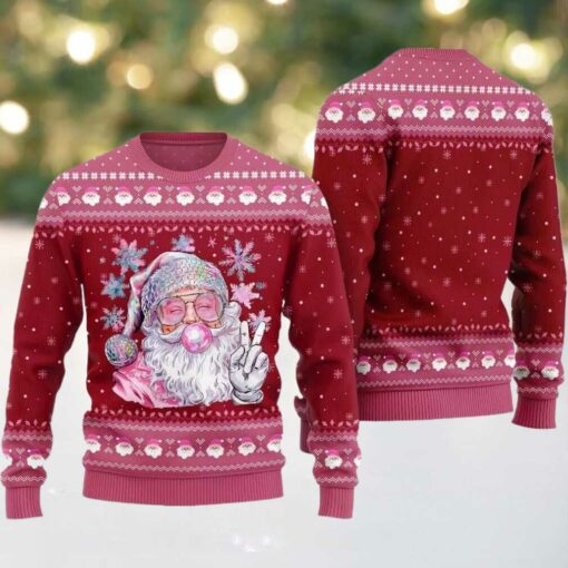2025 Christmas Bubble Gum Santa Ugly Christmas Sweater