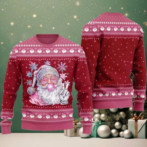 2025 Christmas Bubble Gum Santa Ugly Christmas Sweater