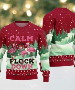 2025 Christmas Calm The Flock Down Ugly Christmas Sweater