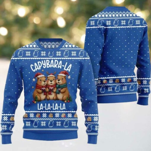 2025 Christmas Capybara La La La Ugly Christmas Sweater