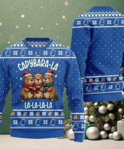 2025 Christmas Capybara La La La Ugly Christmas Sweater