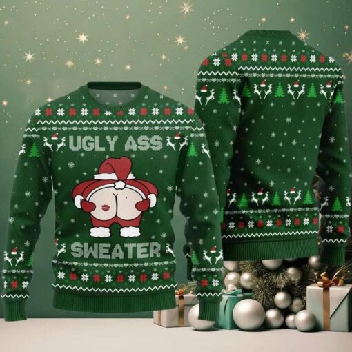 2025 Christmas Caught Kissing Santa Ugly Christmas Sweater