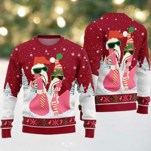 2025 Christmas Cool Flamingo Ugly Christmas Sweater