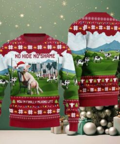 2025 Christmas Cow No Hide No Shame Now I’m Finally Miling Life Ugly Christmas Sweater