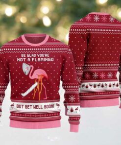 2025 Christmas Crazy Flamingo Oops Broken Leg Ugly Christmas Sweater