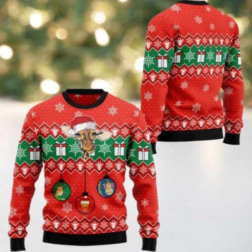 2025 Christmas Dachshund Ugly Lovely Giraffe Sweater