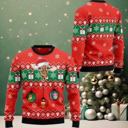 2025 Christmas Dachshund Ugly Lovely Giraffe Sweater