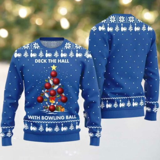 2025 Christmas Deck The Hall With Bowling Ball Xmas Sweater