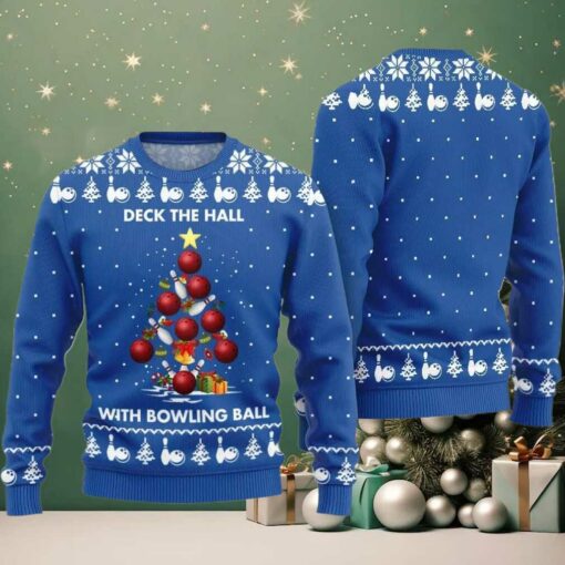2025 Christmas Deck The Hall With Bowling Ball Xmas Sweater