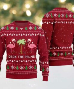 2025 Christmas Flamingo Decking The Palms Ugly Christmas Sweater