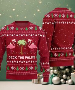 2025 Christmas Flamingo Decking The Palms Ugly Christmas Sweater