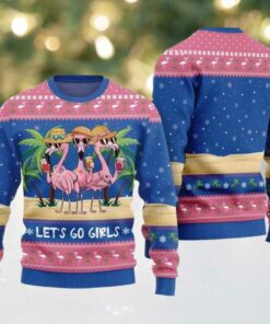 2025 Christmas Flamingo Let’s Go Girls Ugly Christmas Sweater