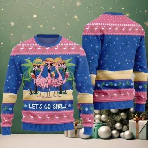 2025 Christmas Flamingo Let’s Go Girls Ugly Christmas Sweater