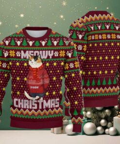 2025 Christmas Funny Cat Meowy Christmas Ugly Sweatshirt