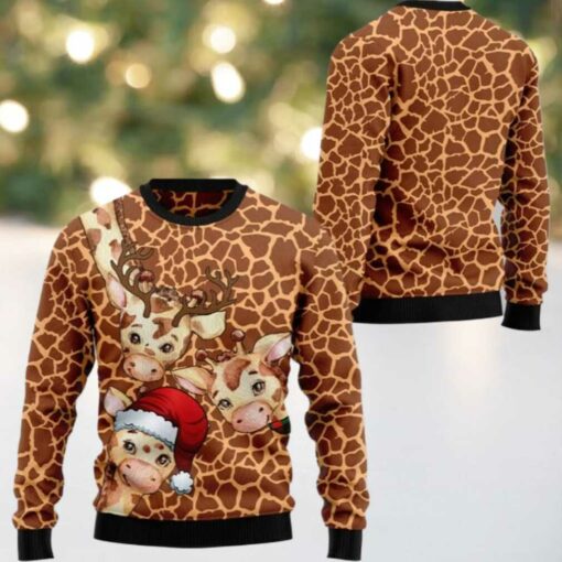2025 Christmas Giraffe Funny Ugly Christmas Sweater
