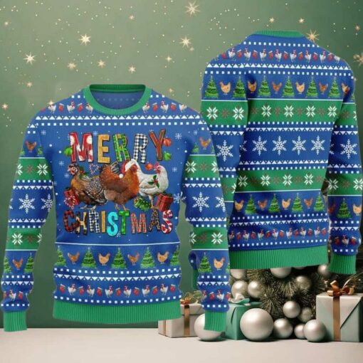 2025 Christmas Hilarious Farm Chicken Ugly Christmas Sweater