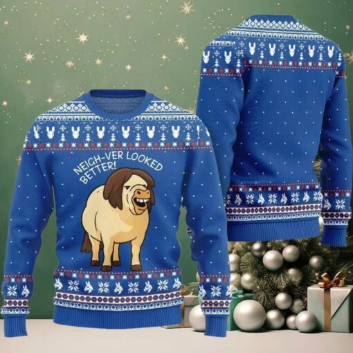 2025 Christmas Horse Neigh ver Looked Better Ugly Christmas Sweater