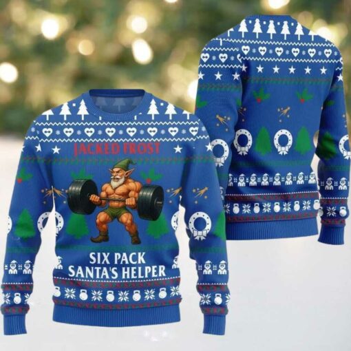 2025 Christmas Jacked Frost Six Pack Santas Helper Ugly Christmas Sweater