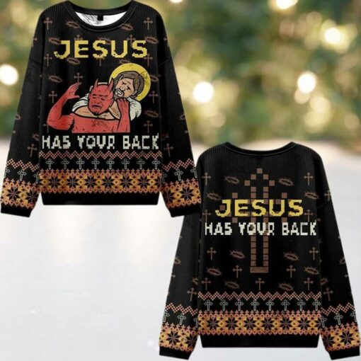 2025 Christmas Jesus has Your Back Ugly Christmas Sweater