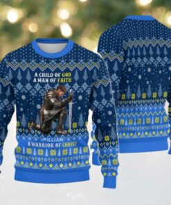 2025 Christmas Man Warrior Of God A Child Of God A Man Of Faith Christmas Ugly Sweatshirt