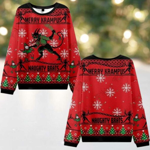 2025 Christmas Merry Krampus Naughty Brats Ugly Christmas Sweater