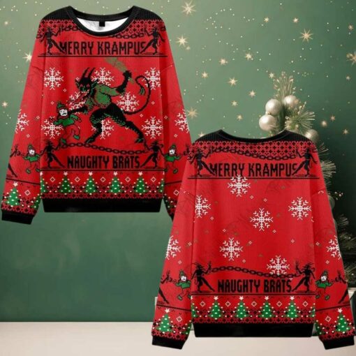 2025 Christmas Merry Krampus Naughty Brats Ugly Christmas Sweater