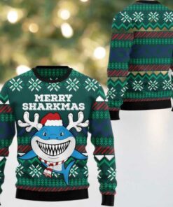 2025 Christmas Merry Sharkmas Ugly Christmas Sweater
