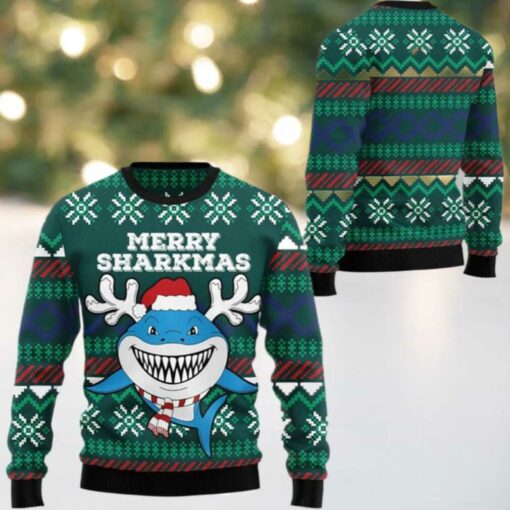 2025 Christmas Merry Sharkmas Ugly Christmas Sweater