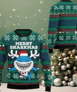 2025 Christmas Merry Sharkmas Ugly Christmas Sweater