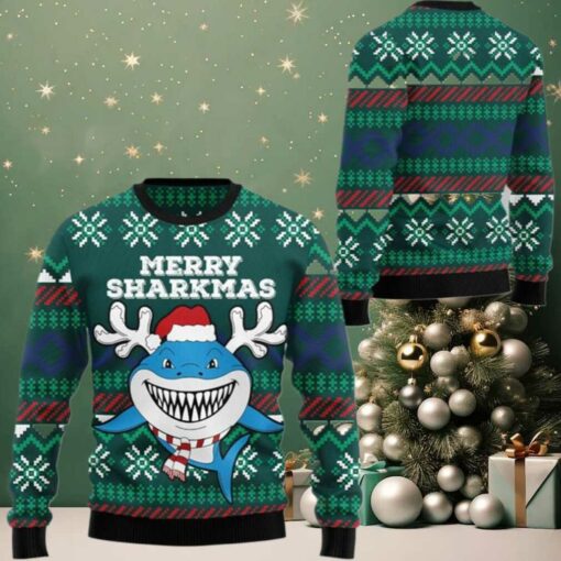2025 Christmas Merry Sharkmas Ugly Christmas Sweater