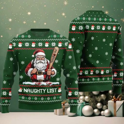2025 Christmas Naughty List Santa Ugly Christmas Sweater