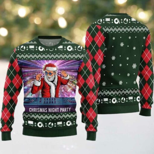 2025 Christmas Night Party DJ Santa Ugly Sweater